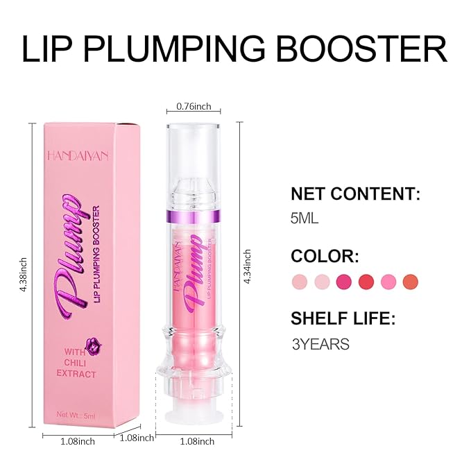 Erinde Lip Plumper Gloss, Natural Spicy Lip Plumping Booster Lip Plumping Oil, Ultra-Hydrating & Nourishing Plump Lip Plumper, Glossy Finish Fuller Lip Plumping Lip Gloss for Women Girls, 06#