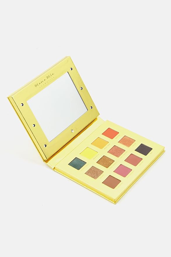 Mama Mia Pressed Pigment Eyeshadow Palette, 12 Color Shimmer Matte Eyeshadow Palette, Vegan and Cruelty-Free