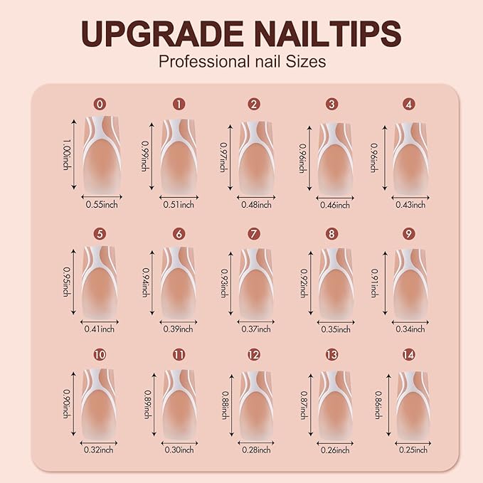 150Pcs French Gel Nail tips - Vansiho French Tip Press on Nails, Long Square Nail Tips, 5 Styles Swirl Nail Tips, Soft Gel Nails False Nail for Nail Art DIY 15 Sizes