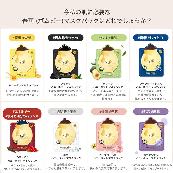 Papa Recipe Bombee Pepta Honey Mask 10 Pack – Hydrating Sheet Mask with 6 Types of Hyaluronic Acid and Honey Propolis Complex – Korean Skincare