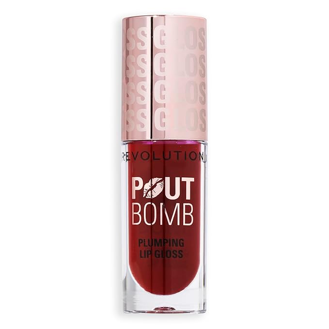 Revolution Beauty London, Pout Bomb Plumping Lip Gloss, High-Shine for Glossy, Fuller & Plump Lips with Hyaluronic Acid & Peptides, Vegan & Cruelty-Free, Light Mauve, 0.15 fl oz
