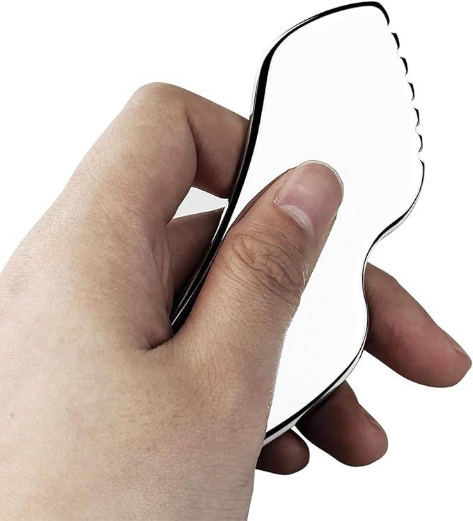 Stainless Steel Gua Sha Facial Tools, Metal GuaSha Lift and Firm Tool with Comb Teeth, Massage Scraping Beauty Tools for Body Facial Skin Care Lymphatic Drainage