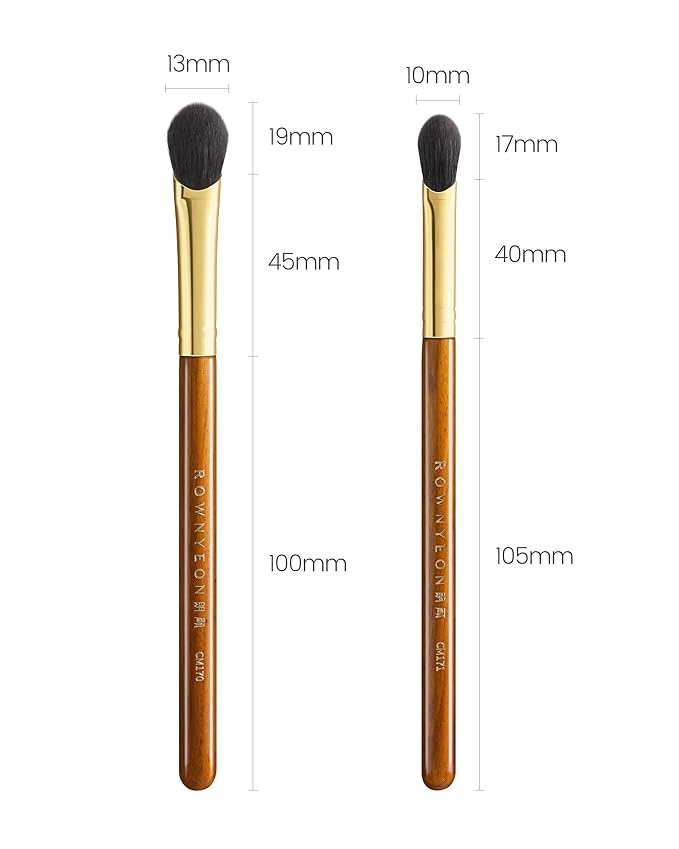 CM 170 & 171 Desert Oak Series Thumb Eyeshadow Brush DUO Set - Large & Small, Curved Finger Contour for Lid & Crease, Premium Goat Hair & Bubinga Handle, Perfect Pair for Blending, Shimmer & Detail