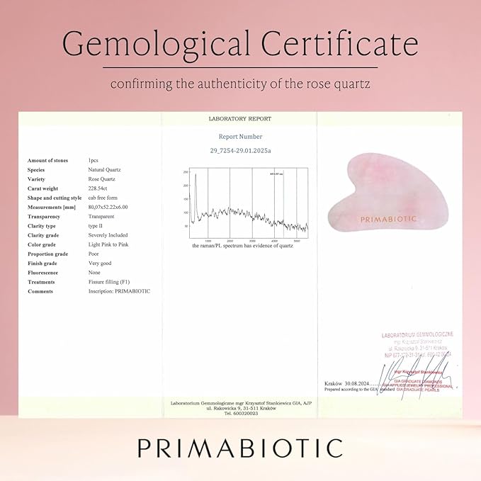 PRIMABIOTIC Gua Sha Stone β Facial Massage Tool for Wrinkles β Rose Quartz Guasha β Skin Care β Beauty Products β Massage Tool for Skin Care β Anti-Aging