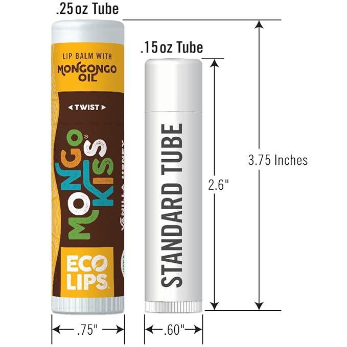 Eco Lips Mongo Kiss Organic Lip Balm 4 Pack Blood Orange, Yumberry, Strawberry Lavender, Black Cherry - 100 Percent USDA Organic - Soothe, Moisturize Dry