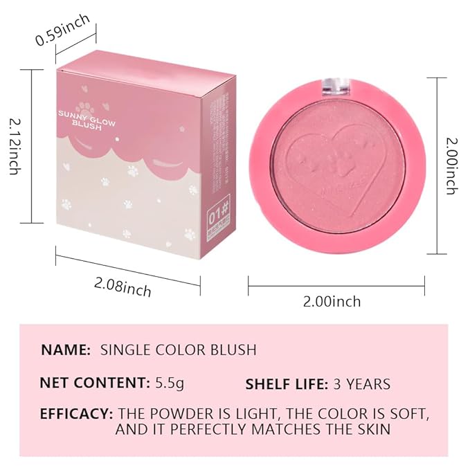 Matte Blush Powder for Cheeks, Cruelty Free Makeup – Long Lasting Natural Face Blusher Makeup, Lightweight Blendable Cheek Color Palette for Women All Skin Tones - #04 Vivid Pink