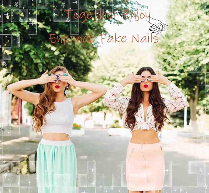 Almond Press On Nails - Medium French Tips Nude Glossy Full Cover Nails for Women - 30 PCS/Set