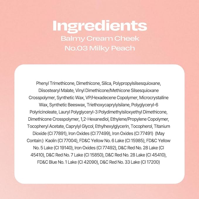 Balmy Cream Cheek | Lightweight, Natural Finish Cream Blush with Blurring Effect | 2.5g (No.3 Milky Peach)