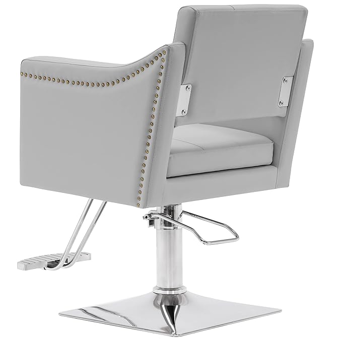 BarberPub Salon Chair for Hair Stylist Hydraulic Barber Styling Chair, Beauty Spa Equipment 8813 (6" Seat Height Adjustment) (Grey)