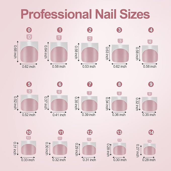 Misssix French Tip Press on Toe Nails, French Square Toe Nail Tips Pink White, Soft Gel False Toenail, Acrylic Soak off Fake Toe Nails for Women Nail Art DIY 15 Sizes