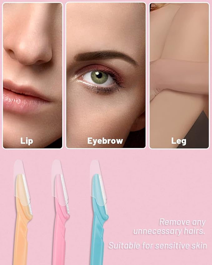 MoHern Eyebrow Razor with Box, 60 Pcs Face Razors for Women and Men, Multipurpose Dermaplane Razor, Dermaplaning Tool for Face, Multi-Color