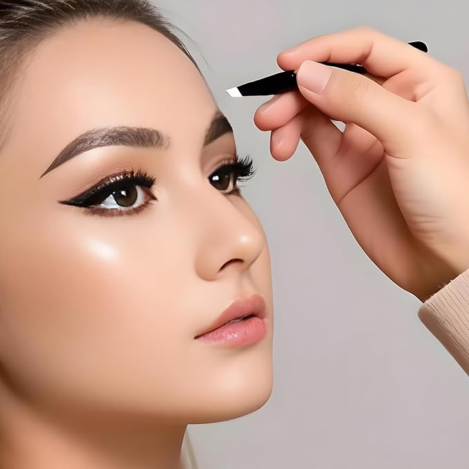 Tweezers for Women Facial Hair, 5Pcs Set, Round tip Eyebrow Tweezer for men, Professional Stainless Steel Pointed Splinter Ingrown Hair removal