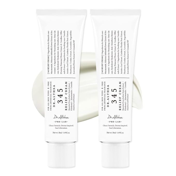 Dr.Althea 345 Relief Cream | Moisturizer for Soothing Recovery and Blemish Care with PDRN & Niacinamide | Korean Vegan Skin Care for All Skin Types, 1.69 Fl Oz (Ver.2 - Pack of 2)