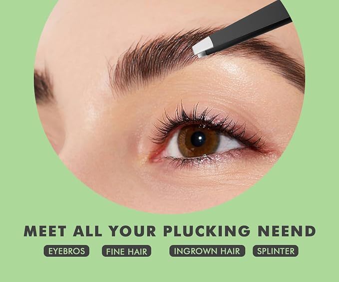 Tweezers Set with Mirror Case - Tweezers for Women facial hair-Professional Twizzers Facial Hair Tweezers for Eyebrows- Stainless Steel Tweezer kit with mirror compact (Black)