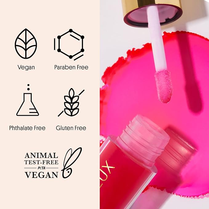 Winky Lux Luscious Barely There Sheer Tinted Lip Oil - Hydrating Lip Gloss Tint, Cool Pink Glossy Lip Balm, Juicy Non Sticky Long Lasting Formula, Infused with Jojoba Oil & Soft Vanilla Scent