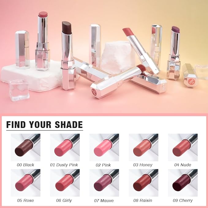 evpct Brown Honey Lipstick Tinted Lip Balm, Sheer Hydrating Shine Tinted Lipstick for Women, Moisturizing Lip Color, Nourishing Tinted Lip Balm Plumper Gloss Stain, Glossy Shiny Finish