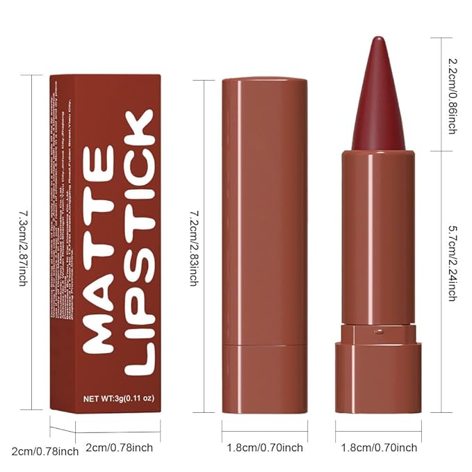 evpct Plum Red Gradient Matte Lipstick Lip Liner Crayon Combo Pencil Set for Women Long Lasting Waterproof, Rich Plum Matte Cream Lip Liner and Lipstick Combo Makeup Flawless Gradual Ombre Effect, A07