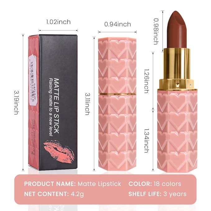 evpct 1Pcs Dark Brown Lipstick, Silky Velvet Matte Lipstick Pack Sets for Women, Long Lasting Smudge Proof Lipstick Lip Stain Makeup Kit matte lipstick 24 hours original N05