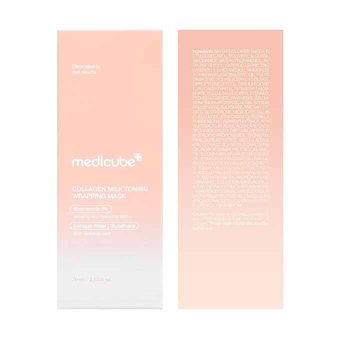 medicube Collagen Glazed Milky Glow Daytime Wrapping Mask | Quick & Easy-to-Peel Mask for Radiance, Hydration & Smooth Texture | Glutathione, Niacinamide, 130Da Collagen for Plumped, Glass Glow Skin