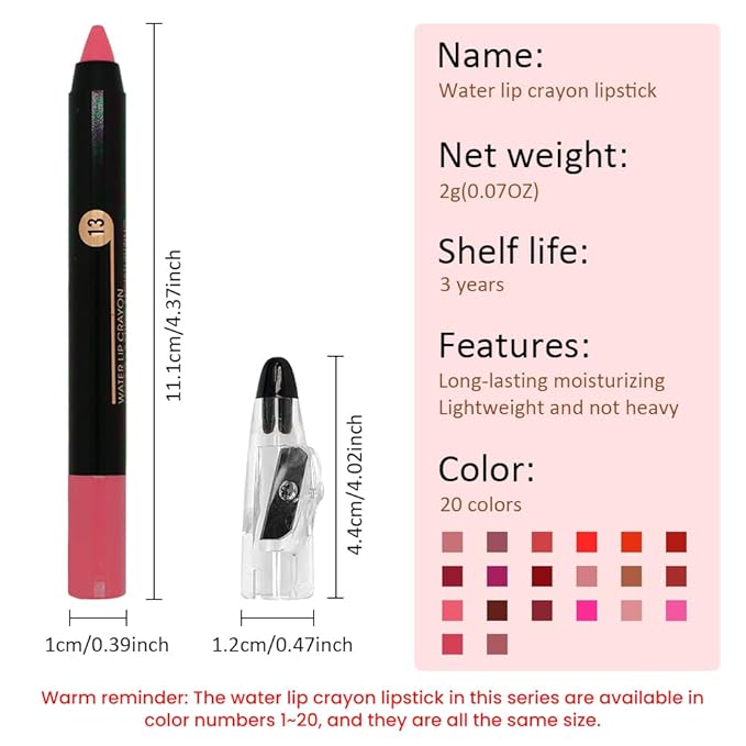 Peach Pink Crayon Matte Lipstick Lip Liner Pencil, Moisture Smooth Lipstick Pencil, With pencil sharpener Sharpenable Lip Pencil, Ultimate Lip Crayon for Women Smudgeproof Waterproof 13#