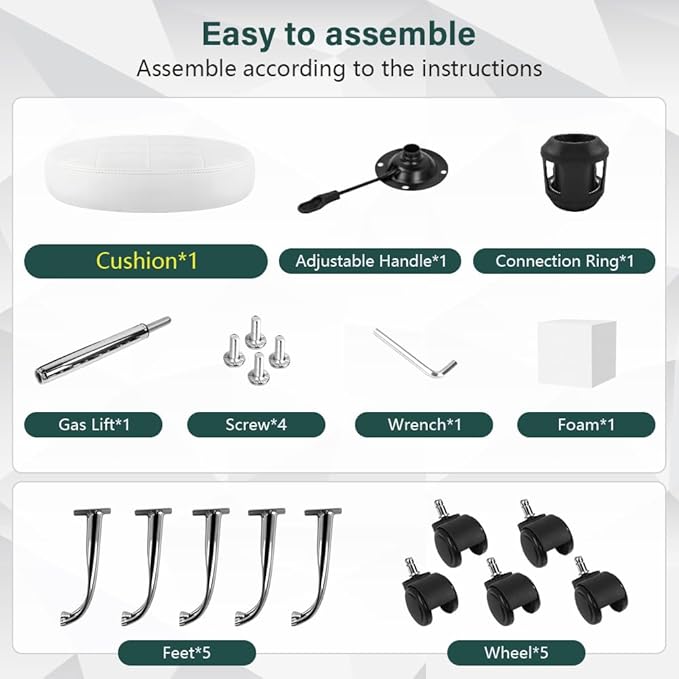 White Classic Swivel Stool with Wheel for Salon Work Home SPA Shop Height-Adjustable and Cost-Effective Rolling Stool Chair Small