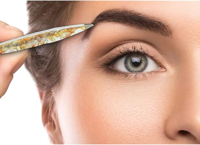 F.A.R.A.H Z-Tweeze Professional Stainless Steel Dual Ended Precision Tweezers Slanted and Pointed Tips (Smoky)