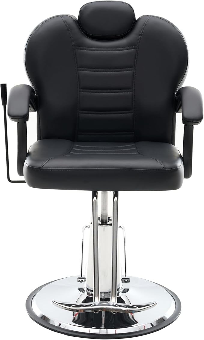 Hair Salon Chair, Styling Reclining Barber Chair,102°-140° Reclining Barber Chairs for Barbershop, Heavy Duty Hydraulic Pump 360° Swivel Salon Chair for Hair Stylist