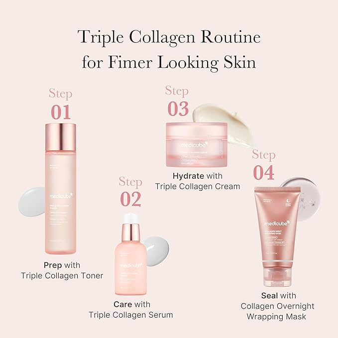 medicube Triple Collagen Nourish and Hydrate Duo: Triple Collagen Cream and Triple Collagen Serum | Niacinamide, Hyaluronic Acid for Glowing, Fimer-Looking Skin | Korean Skin Care, Stocking Stuffers