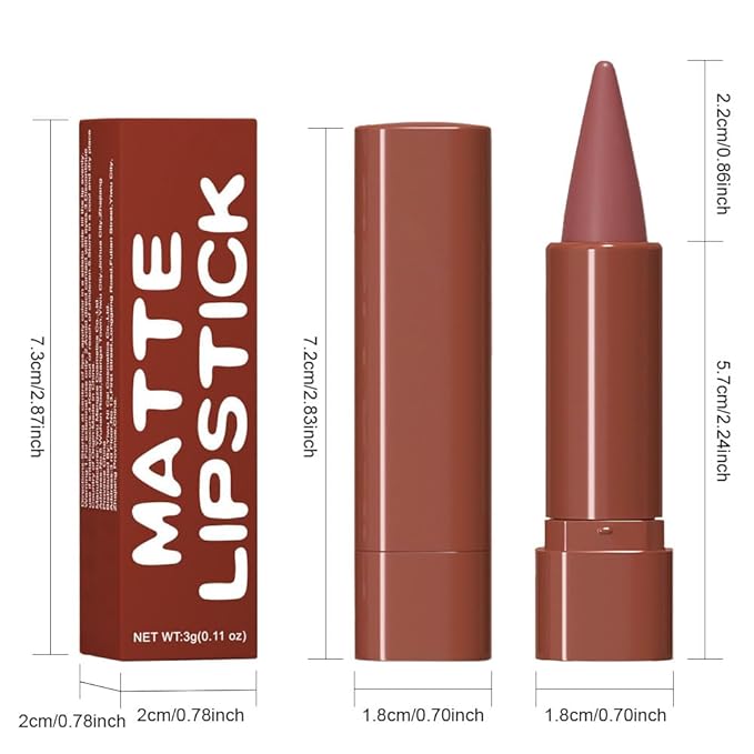 evpct Red Mocha Brown Gradient Matte Lipstick Lip Liner Crayon Combo Pencil Set for Women Long Lasting Waterproof, Red Matte Cream Lip Liner and Lipstick Combo Makeup, Flawless Gradual Ombre Effect