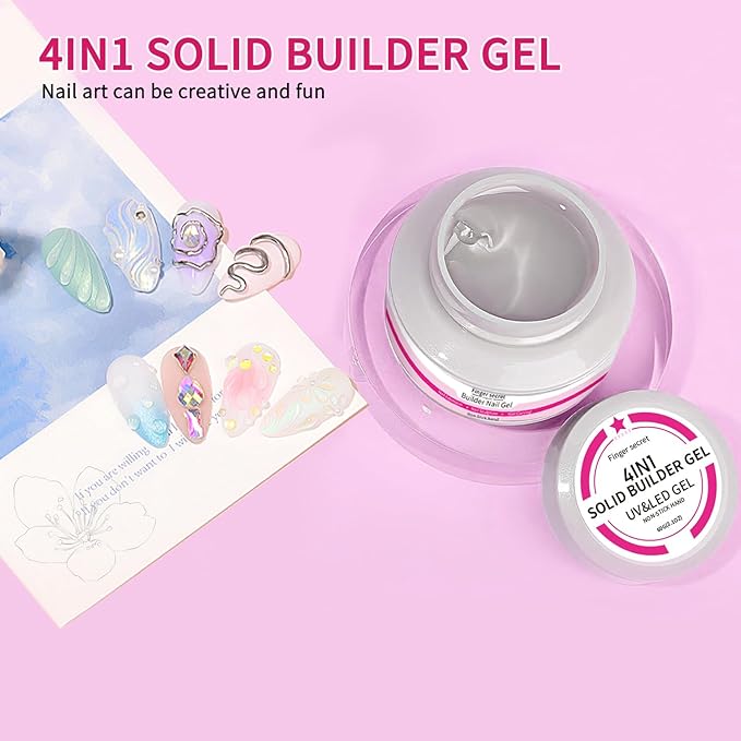 Builder Gel Hard Gel Nail Kit (Clear), Non-stick Nail Extension GelS, Multi-functional Long-lasting Carving NailS Art 60g 2.1-oz, Suitable to DIY Homes or Salon