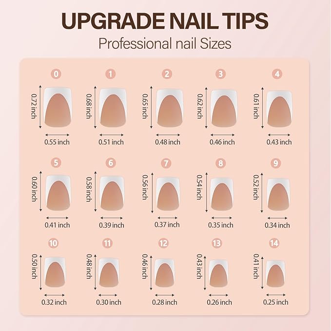 150Pcs Deep French Gel Nail Tips Brown, Vansiho French Tip Press on Nails, Short Square Nail Tips, Soft Gel Nails False Nail, Acrylic Fake Nails for Nail Art DIY 15 Sizes
