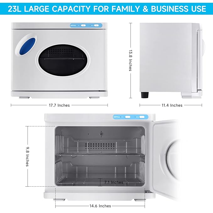 Hot Towel Warmer, Professional 23L Large Capacity Hot Towel Cabinet, 2-in-1 Spa Towel Warmers for Facials, Barber, Salon, Esthetician, Upgrade Fast Heating Aluminum Interior, White w/Window