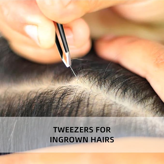 HengTianMei 7Pcs Precision Micro Tweezers Set, Anti-Static Stainless Steel, 3 Sharp Pointed Tweezers, 2 Curved Tweezer, 2 Serrated Tweezer for Eyelash Extensions, Craft, Jewelry, Soldering,Electronics