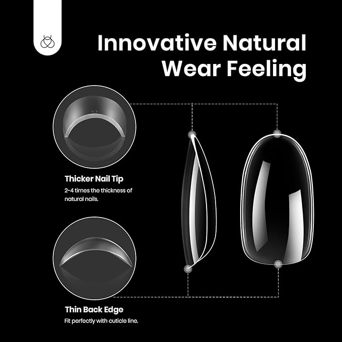 Beetles Gel Nail Tips 288Pcs Pre-Shaped Short Oval Fake Nails Gelly Tips Clear Press on Nail Tips Full Cover False Nails Gifts for Girls Women Gelly Tips Home DIY Nail Salon