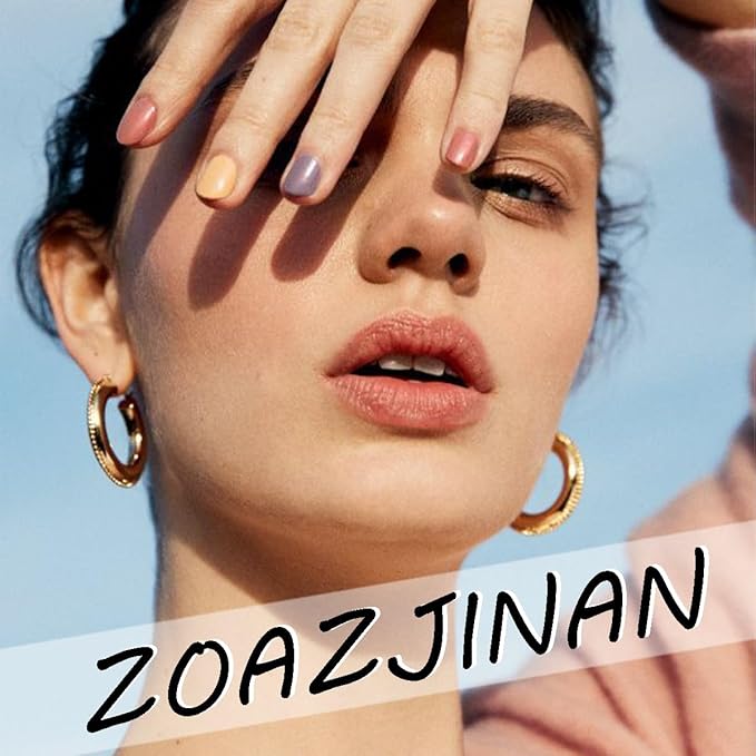 Summer Press on Nails Medium Square Fake Nails Ocean False Nails Pink Coral White Polka Dots Blue Gradient Design Summer Full Cover Reusable Stick on Nail for Women Decoration Nail Art