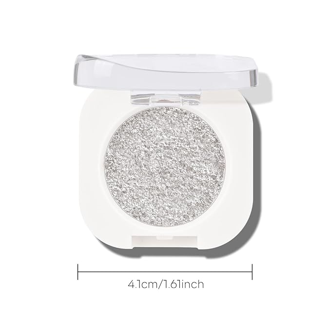 KYDA Single Glitter Eyeshadow, Metallic Silver Eyeshadow, Ultra-fine Lightweight Powder, Sparkling Blendable Formula, Daily Glossy Eyes Makeup, Cold Brew