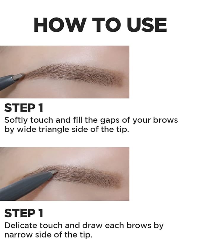 THESAEM Artlook Eyebrow Definer Pencil with Spoolie Brush 02 Deep Brown – Long Lasting Eyebrow for Soft Textured Eyebrow Makeup with Vitamin E - Triangular Pencil