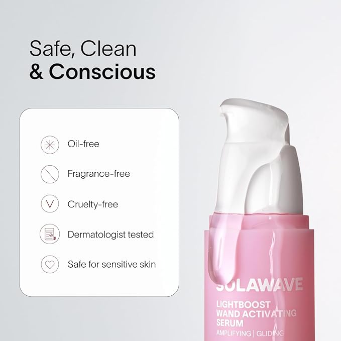 Solawave LightBoost Red Light Therapy Wand Activating Serum | Works with Microcurrent Face Wand and Galvanic Current Devices | Boosts Hydration, Radiance & Diminishes Fine Lines & Wrinkles (1.7 oz)