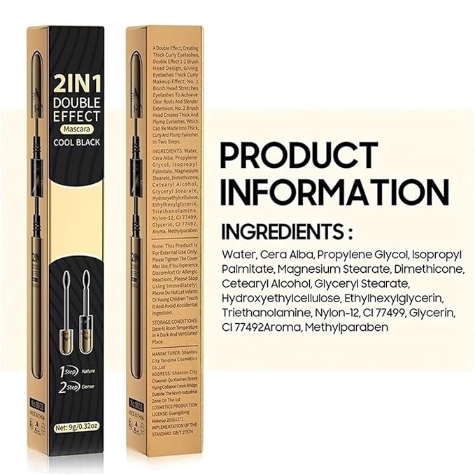 Tubing Mascara Instant Extensions - Black 2-1 Curling Eyelashes and No Clumping, Waterproof Mascara for Volumizing and Lengthening, Create Natural Eye Makeup (0.28 fl. oz)