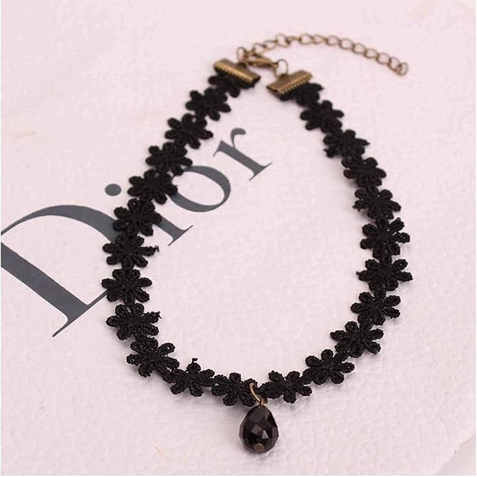 Black Choker Necklace Crystal Necklace Chain Short Collar Necklace Jewelry for Women and Girls