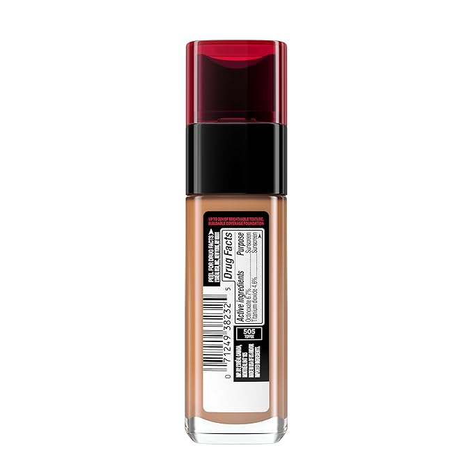 L'Oreal Paris Makeup Infallible Up to 32 Hour Fresh Wear Lightweight Foundation, 505 Toffee, 1 Fl Oz, Packaging May Vary