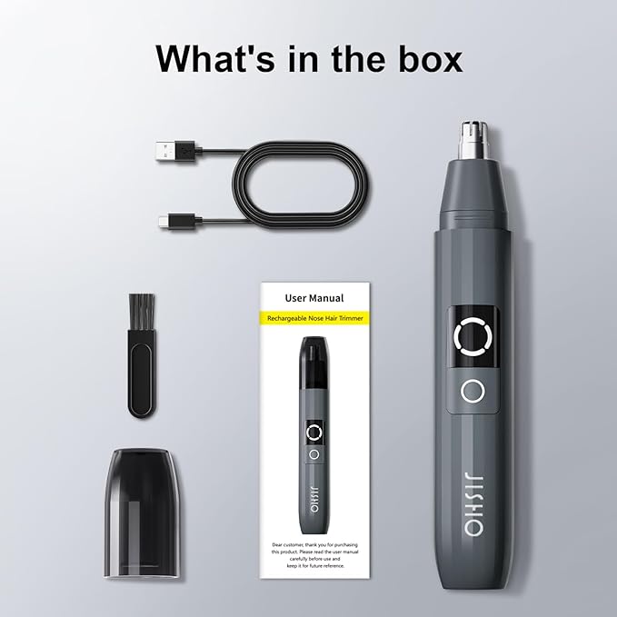 JISHO Rechargeable Ear and Nose Hair Trimmer for Men Women-12000 RPM Powerful Motor with Dual Edge Blades, Waterproof, USB Type-C, Easy to Clean Travel Size