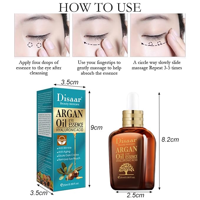 Argan Oil Eye Essence Hyaluronic Acid Anti-Wrinkle Anti-Aging Remove Eyes Pouch 25ml/0.88fl.oz