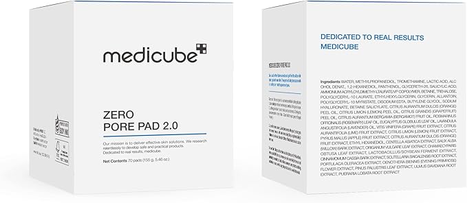 Medicube Zero Pore Pads 2.0, Dual-Textured Facial Toner Pads for Exfoliation and Pore Care with 4.5% AHA Lactic Acid & 0.45% BHA Salicylic Acid, Ideal for All Skin Types, Korean Skin Care (70 units)