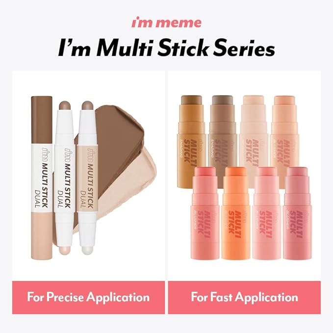 I'M MEME Blusher - I'm Multi Stick 003 Blurry Nude | Easy Blendable Cream Blush for Natural Look, Multi Blush Stick for Cheek Tint, Face Contour Makeup, and Face Blush, Suitable for All Ages