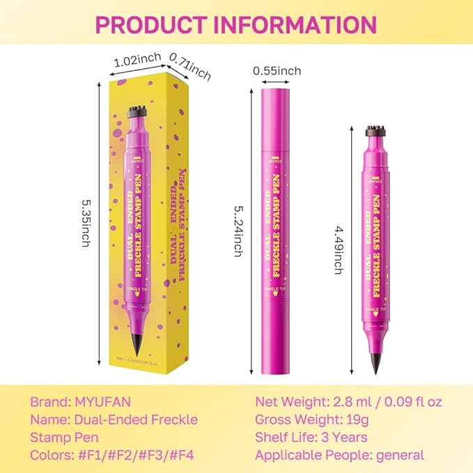 Light Brown Freckle Stamp with Eyeliner Pen,Natural Lifelike Freckle Makeup Pen Magic Freckle Color,Waterproof Longlasting Fake Freckles Stain Marker Pencil Face Decoration for Sunkissed Makeup,Vegan