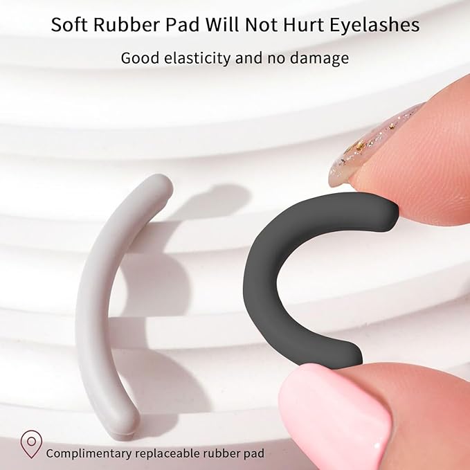 Eyelash Curlers - Plastic Eyelash Curler with Silicone Refill Pads Premium Cute Small Eye Lash Curler for No Pinching or Pulling Lash Curler Makeup Tool for Women Girls Eyelash, Black