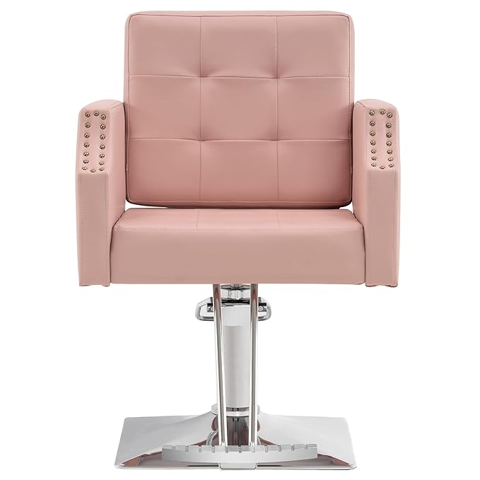 BarberPub Classic Salon Chair for Hair Stylist,Hydraulic Barber Styling Chair,Beauty Salon Spa Equipment 8818 (Pink)