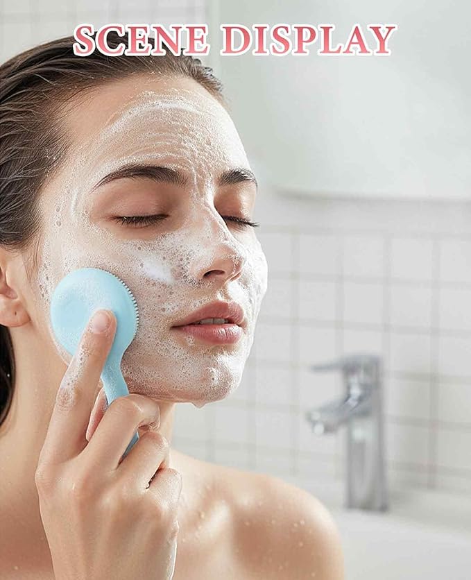 6 Pack Silicone Face Brush, Soft Facial Friendly Skin Cleansing Scrub Scrubber with Wand for Blackheads Exfoliating