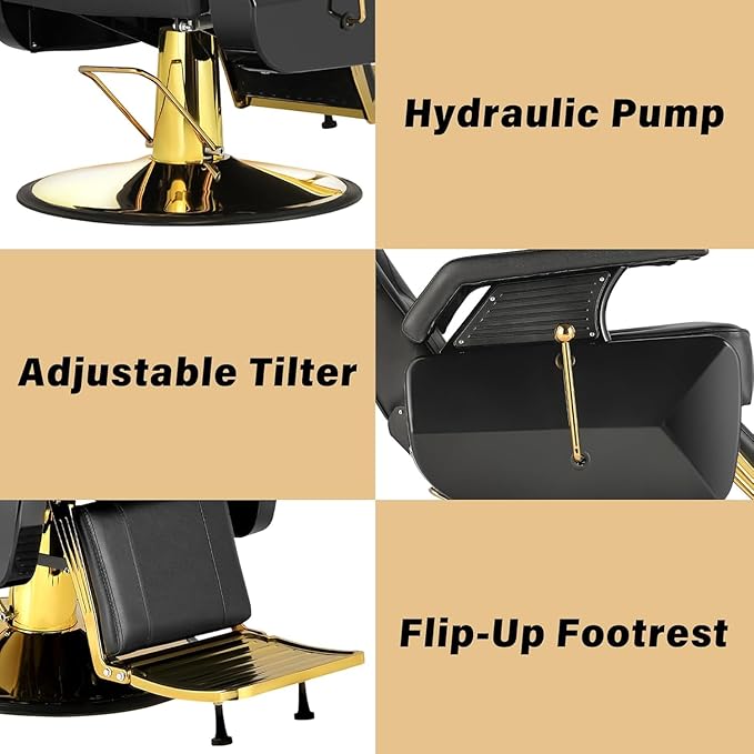 Barber Chair Salon Chairs for Hair Stylist Heavy Duty Hydraulic Reclining for Salon Barbershop Hair Stylist Home